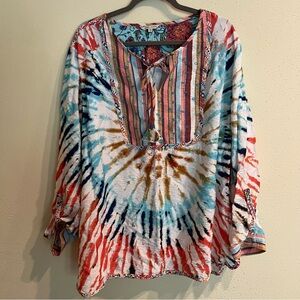 John Mark Colorful Tie-Dye Women's Top 3XL